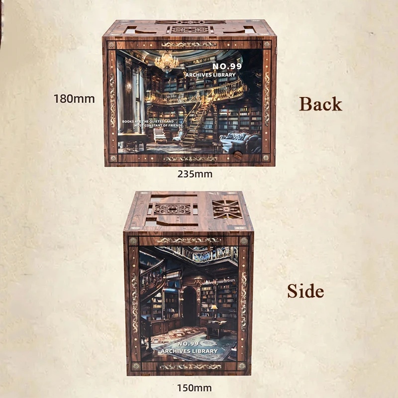 Diy Wooden Book Nook Kit Shelf Insert - Kit Modello 3D con Luce, Fermalibri