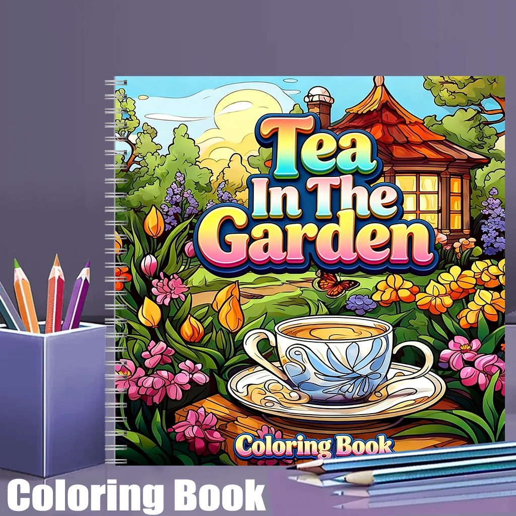 Adult Coloring Book Stress Relief - Libro da colorare Tea In The