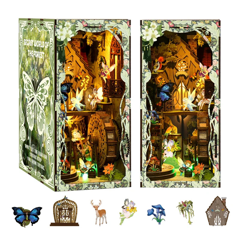 Puzzle 3D in Legno Fai-da-Te,  - Diy Wooden Book Nook Kit Shelf Insert recensione e prezzo